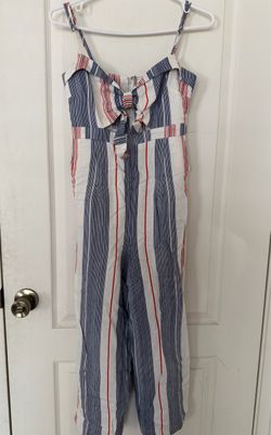Womens Striped Wide Leg Jumpsuit
