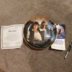 original han solo collectors plate with cert of authenticity 