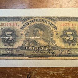 México Pesos 1943 Well Calculated Banknote Foreign World Money 