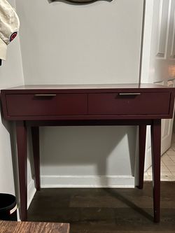 Burgundy Console Table with Two Drawers