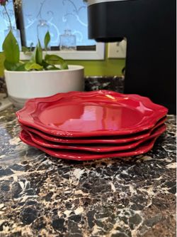 Princess House Pavilion Red Berry Dinner Plates