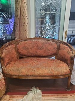 French Louis XVI Style Carved Antique Canape Settee Sofa 19th Century 