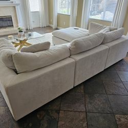 Cream Sectional Sofa 124"