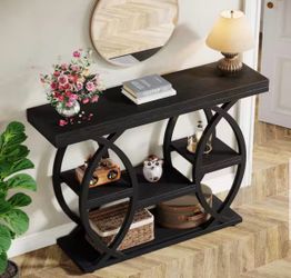 Brand new 39.4 in. Black Rectangle Wood Console Table with Metal Frame