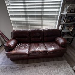 Red Real Leather Couch