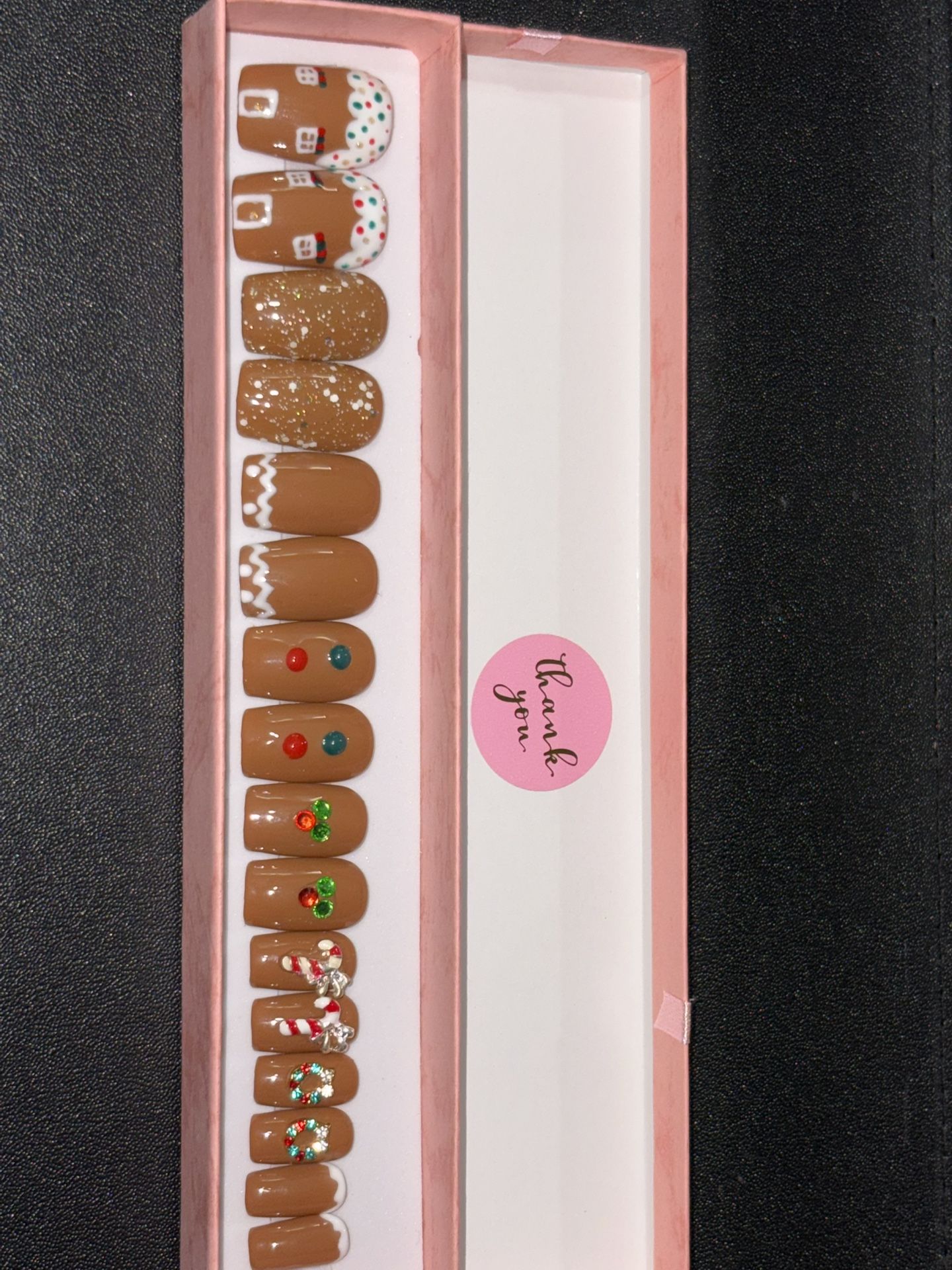 Gingerbread Inspired Press On Nails 