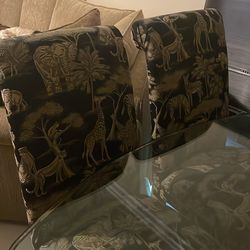 6 safari print upholstered dining chairs - table sold separately