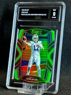 2020 Select 🔥 Josh Allen 🔥 Club Level Neon Green Prizm Die-Cut GMA 9 Mint 💎 - Buffalo Bills