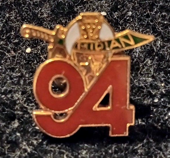 1994 Shriners Midian Masonic 94 Gold Tone Enamel Vintage Collectible Lapel Pin 