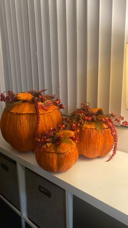 Set Of Three Nesting Pumpkins H12” H9” 6”