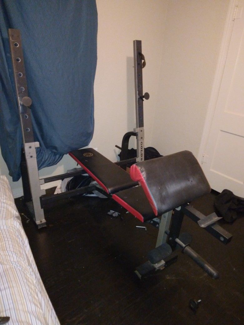 Weight Bench W/preacher curl attachment, Squat Rack, And Leg Extension