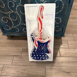 USA Neon Light Guitar Wall Clock