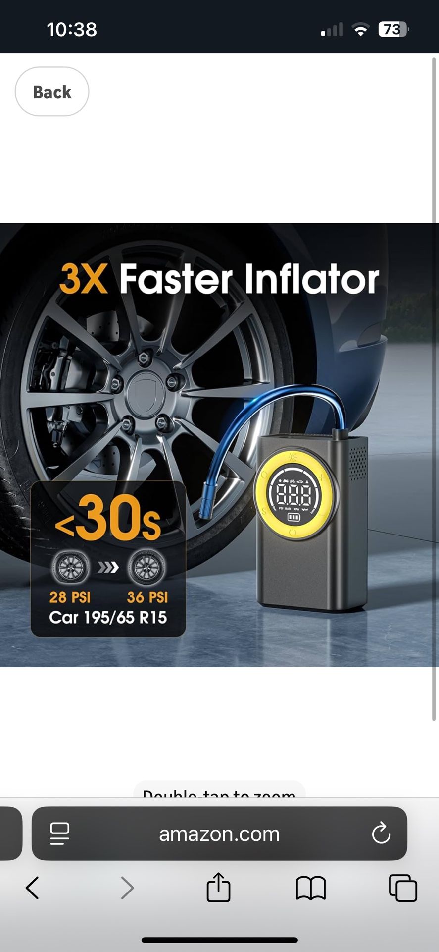 Tire Inflator Portable Air Compressor,150 PSI Cordless Air Pump for Car Tires with Digital Pressure Gauge & LED Light,5X Faster Portable Tire Inflator