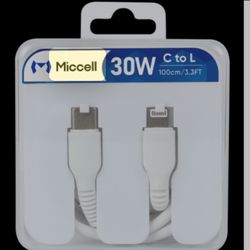 100 pcs Wholesale pack Of MICCELL 30 W High Speed Type C To Lightening cable 