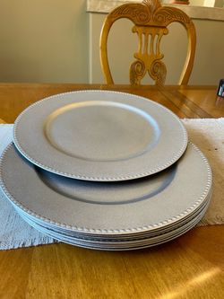 Silver Beaded Charger Plates Set