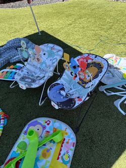 Baby stuff, bouncers, mobiles, play Matt’s