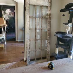 SHABBY OLD ANTIQUE FARM DOOR**GLASS &WOOD** 60.00 OBO