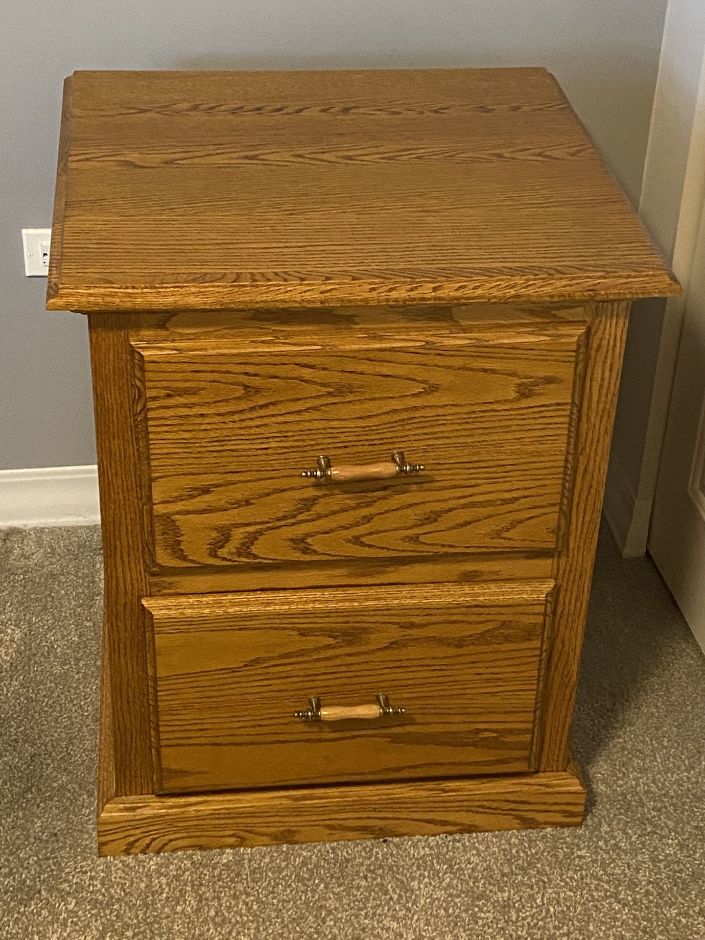 Two Drawer Oak File Cabinet