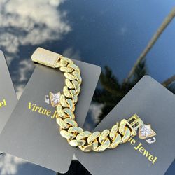 20mm Miami Cuban Link Gold Diamond Clasp Bracelet 