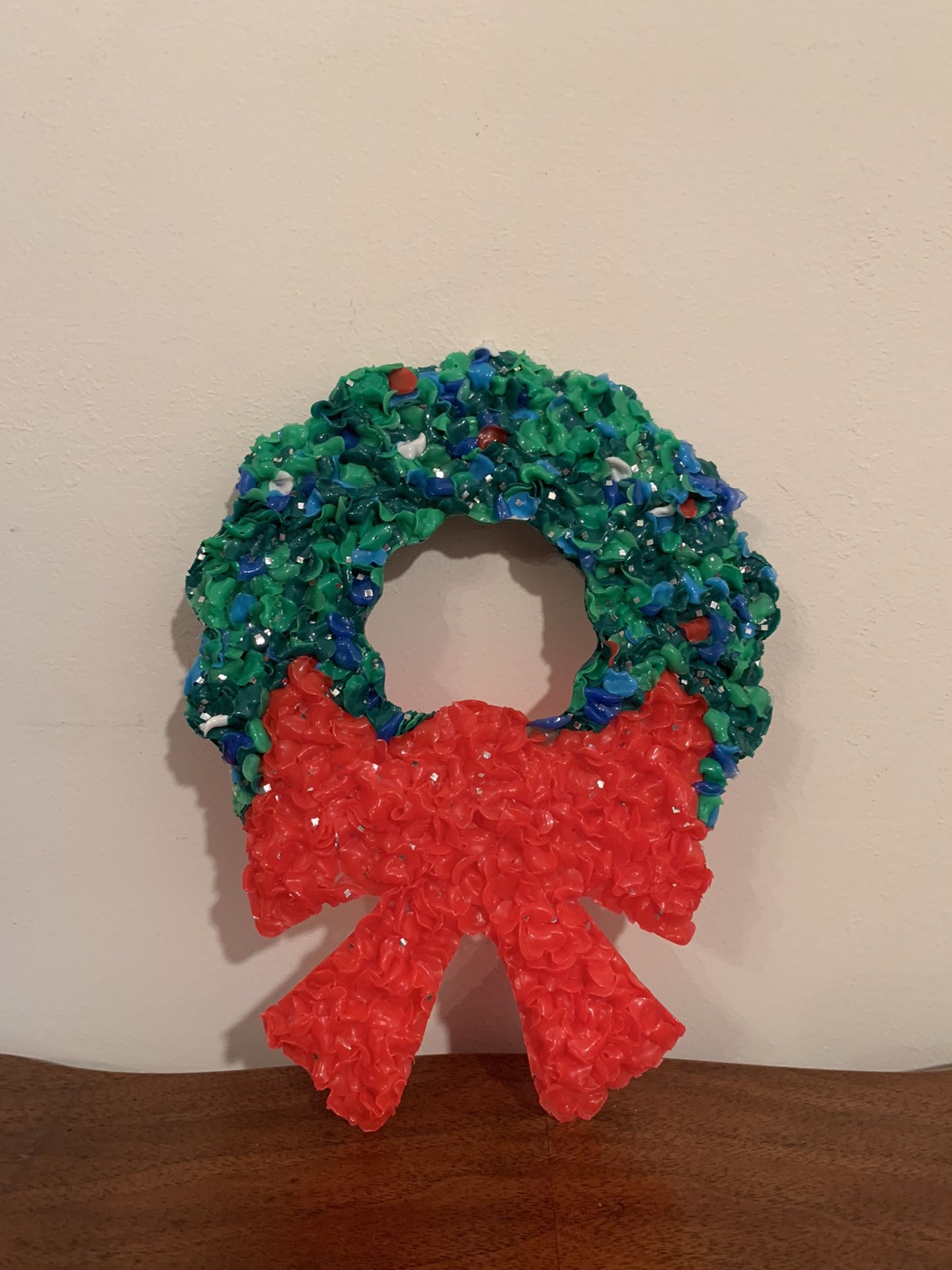 Mini melted popcorn vintage Christmas 8” x 6” wreath