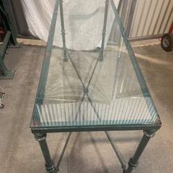 Postmodern Verdigris Glasstop Metal Frame Table $30 OBO