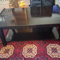 Wooden Coffee Table And Two Side Tables