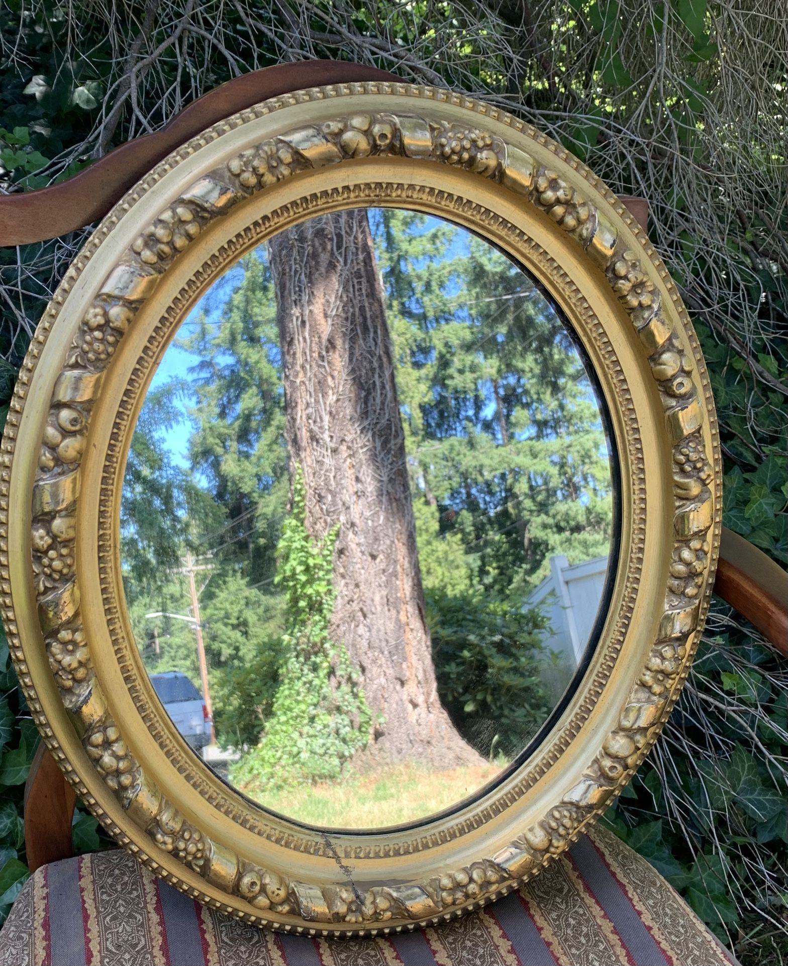 Small Antique Oval Mirror  22” High X 18” Wide