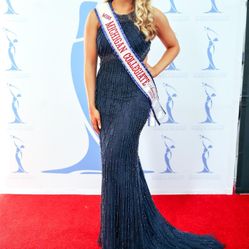 Sherri Hill Blue Beaded Gown Size 8