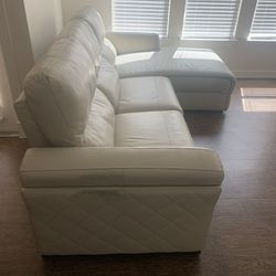 Comfortable Real Leather Ivory Couch