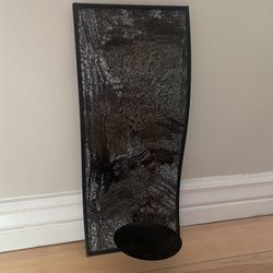 Metal/ crackled glass heavy textured Wavy Candle holder sconce wall decor