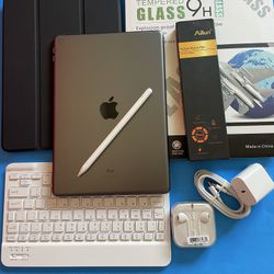 Apple IPad 8th Generation (10.2” Retina /Latest 18/ 2020 model) 32GB with stylus pen, keyboard & Accessories 