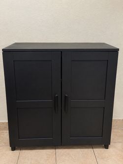 Black Storage Cabinet with Shelves