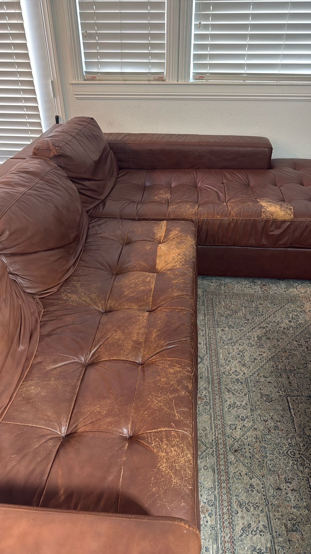 Free Couch $0 - leather Sectional (seating Area Is Torn)