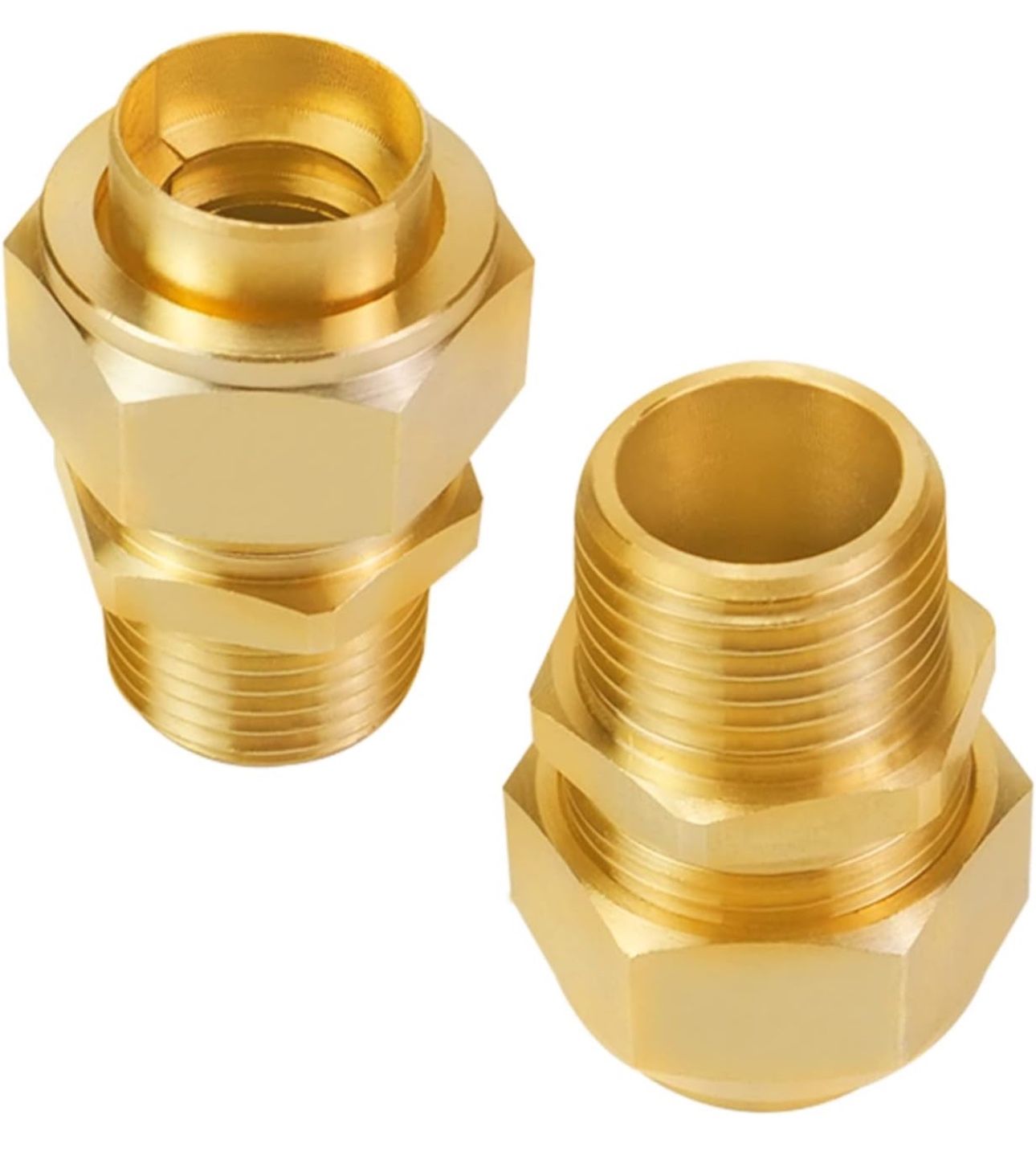 1/2" NPT Brass Pipe Fittings Male Threaded Hex Nipple Brass Tone NPT Male Thread Pipe used for 1/2in Gas Pipe Pack of 2