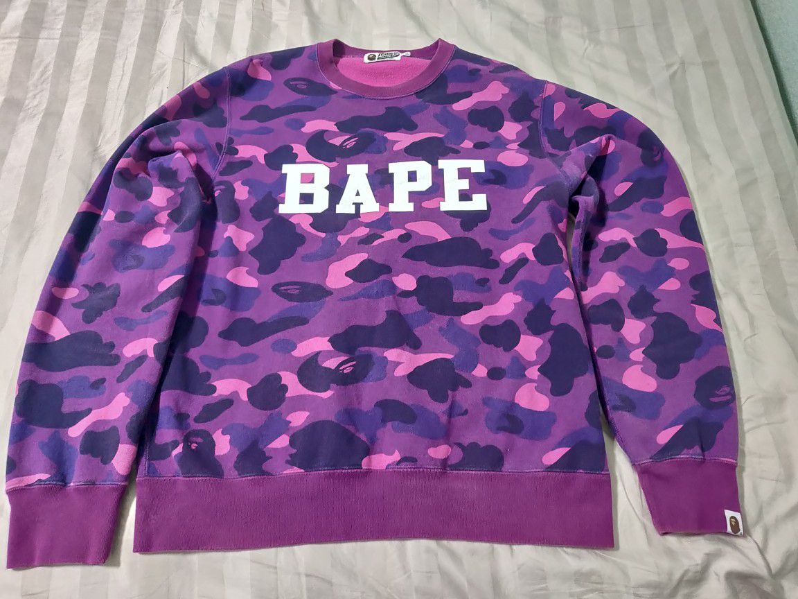 Bape purple camo crew neck sweatshirt