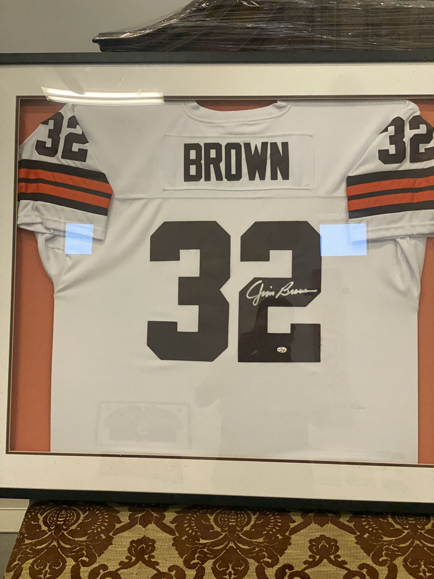 Framed Jim Brown Autographed Jersey
