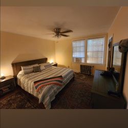 Very Nice Grey Wood Bedroom Set