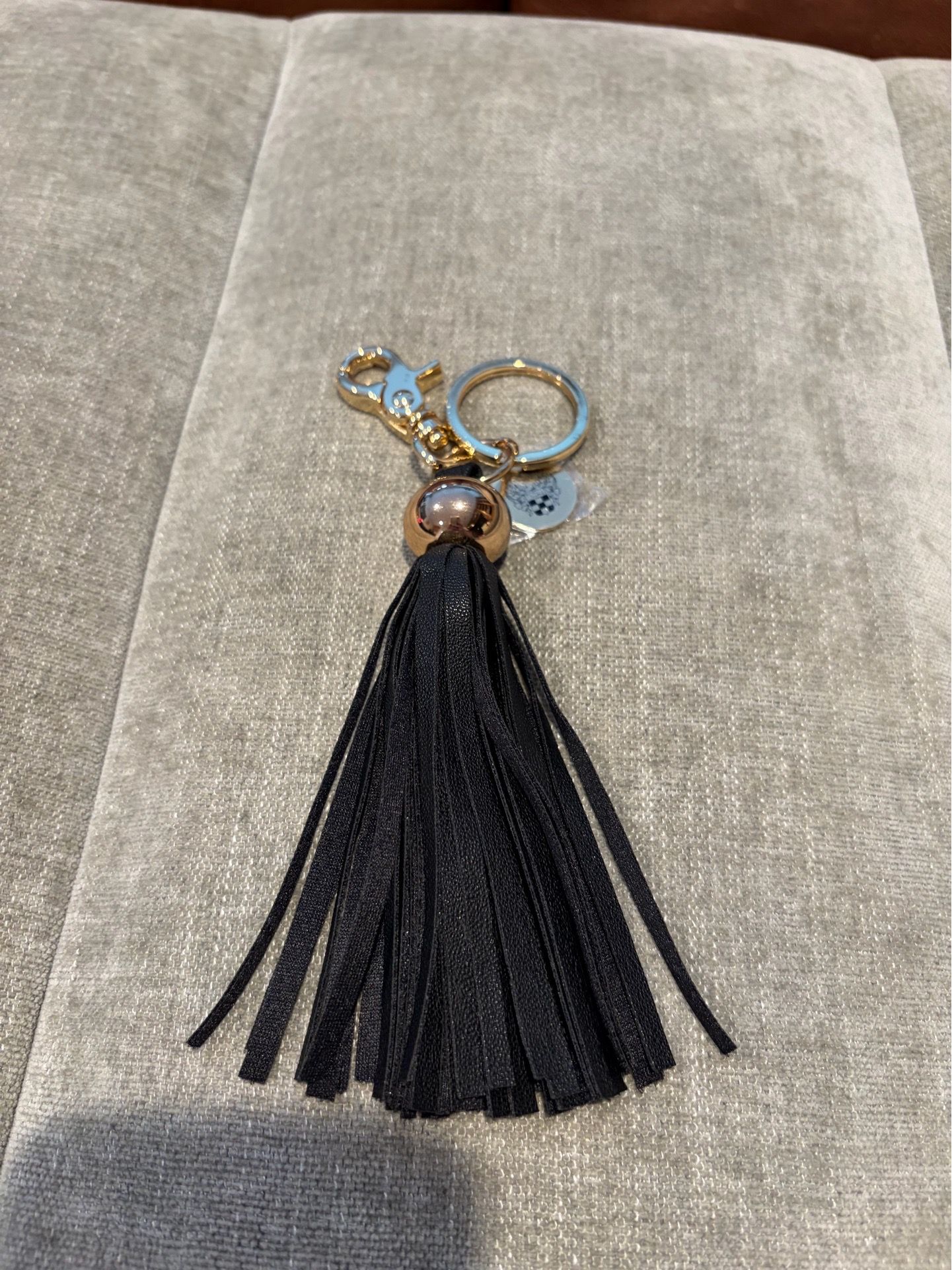 Vince Camuto Black Tassel Keychain with Gold Hardware - New
