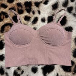 Mauve Ribbed Bustier Crop Top