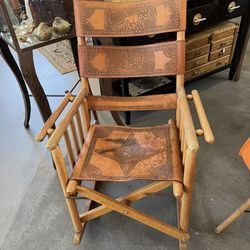 Vintage Costa Rican campaign-style rocking chair