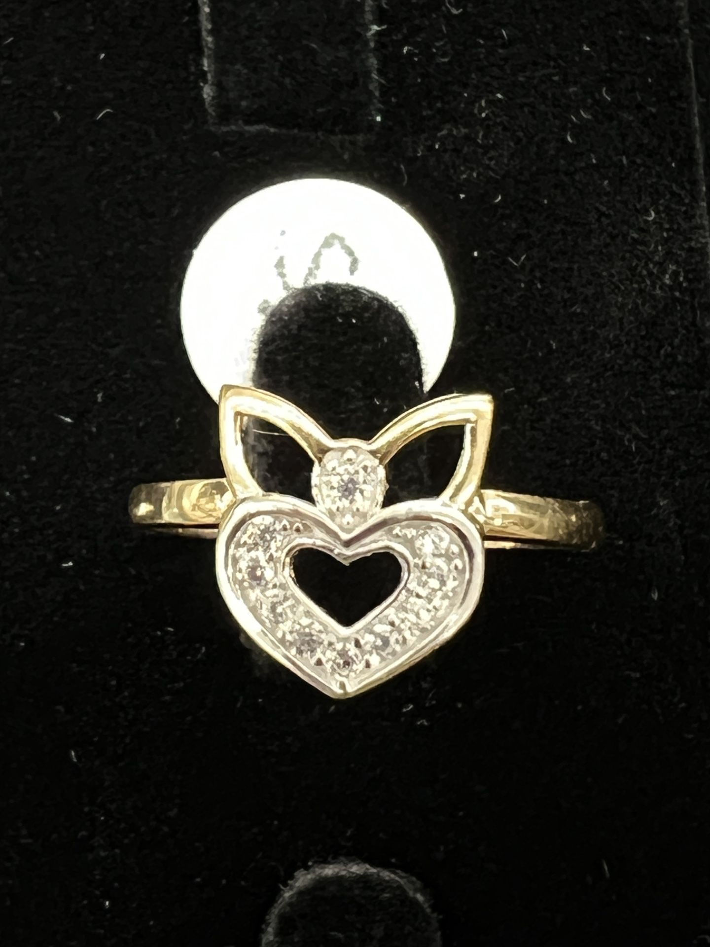 $120 Two Tone Heart w/ Zirconia Gold Ring