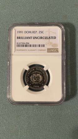NGC 1991 Dominican Republic Brilliant Uncirculated 25C