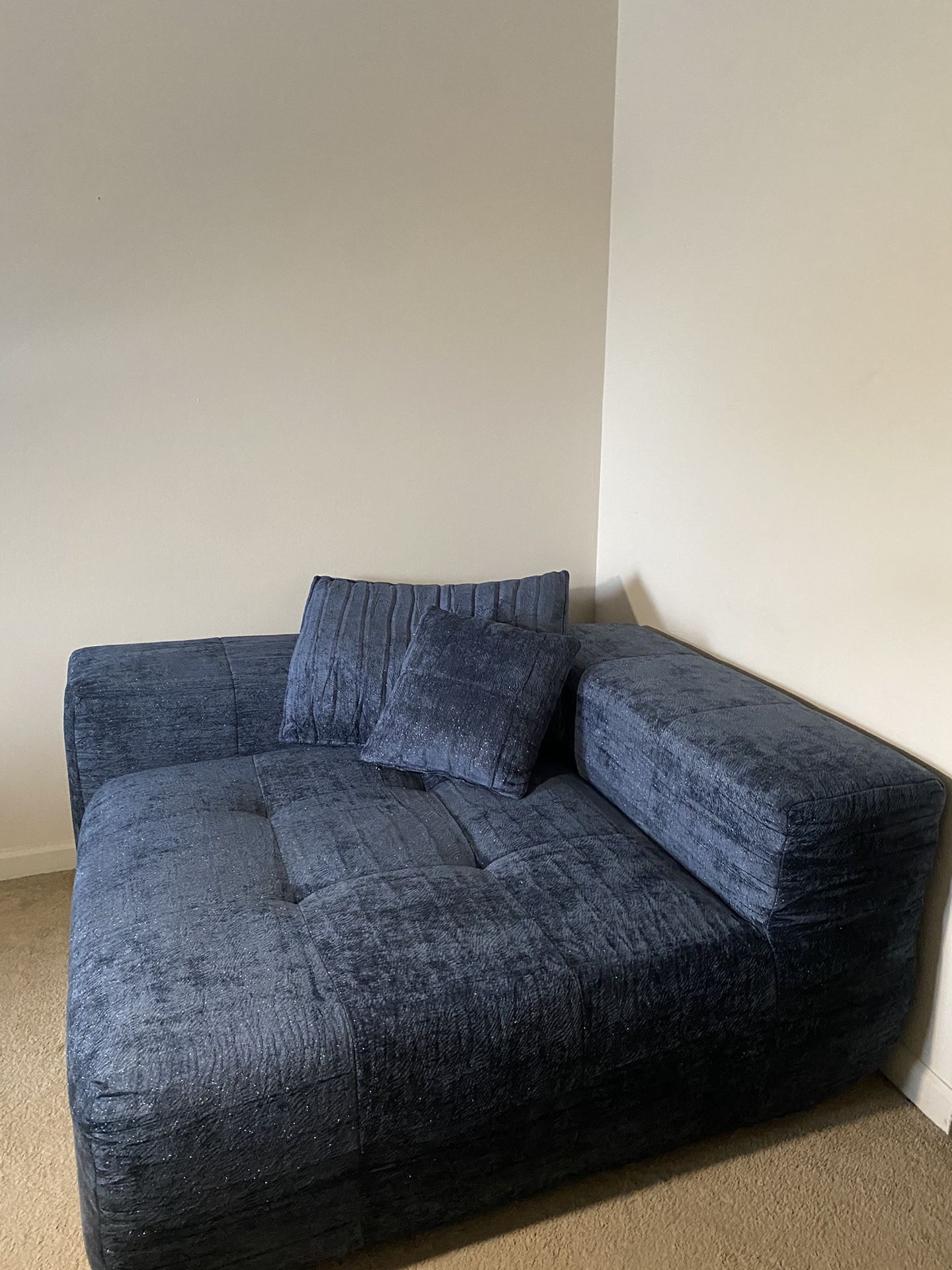 Blue Plush Sofa Seater