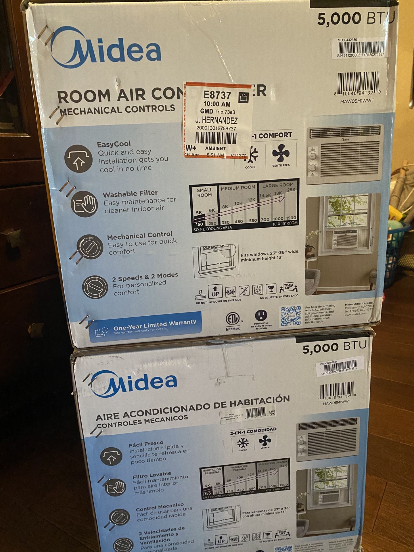 Aire acondicionado nuevo en su caja