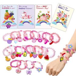 20PCS Kids Valentines Day Cards with Bracelets, Toddler Girls Valentines Gifts, Classroom Exchange Party Favors Toys, Cute Bulk Goodies for School Cla