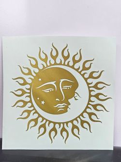Gold Sun and Moon Celestial Vinyl Decal – 5x5