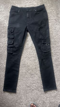 Black Distressed Cargo Skinny Jeans