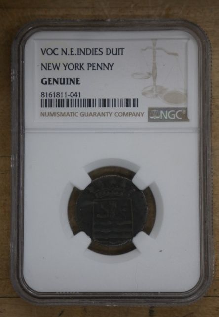 1790 New York Penny VOC N.E. Indies Duit - NGC GENUINE. sealed. with hologram. NGC COA (contact info removed)-041.