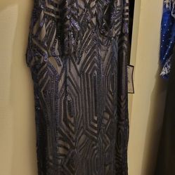 Beautiful Navy Blue Sequin Dress Size 20