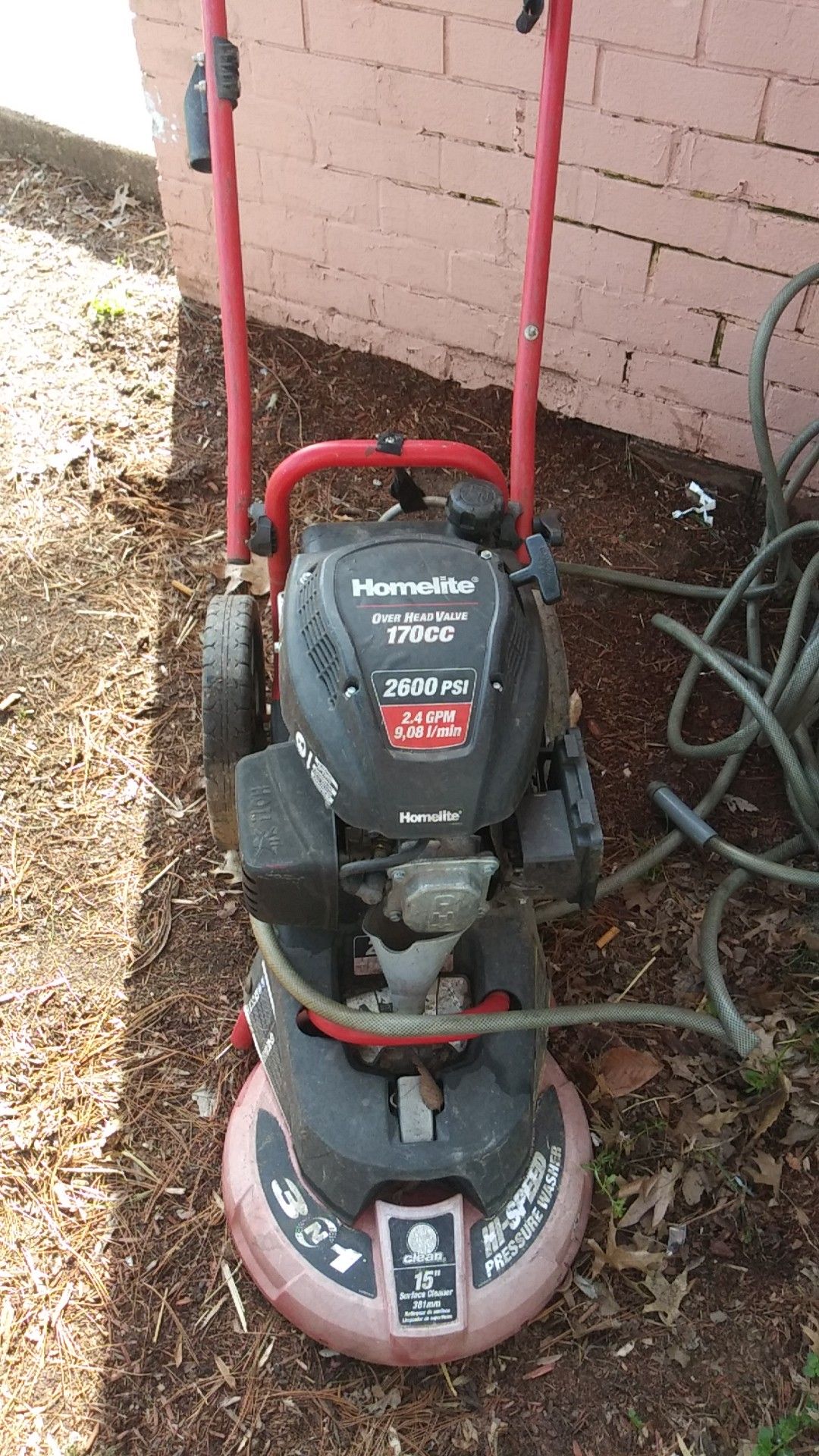 Homelite Overhead Valve 170cc Hi Speed Pressure Washer 2600 PSI 2.4GPM